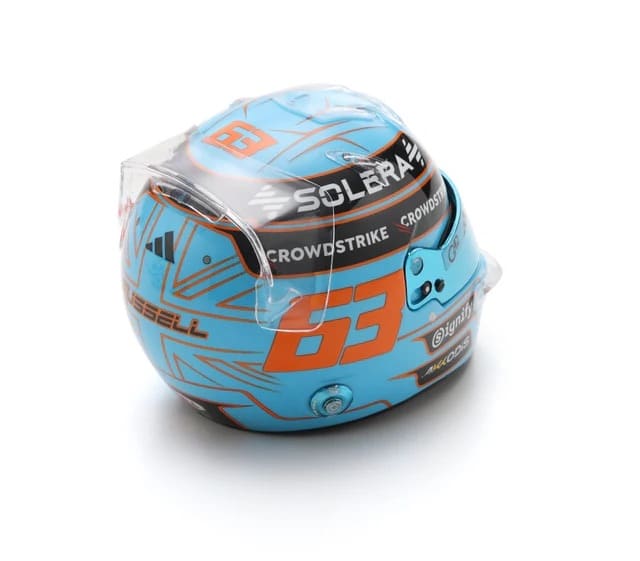 Pack George Russell: Gorra + Mini Helmet 1:5