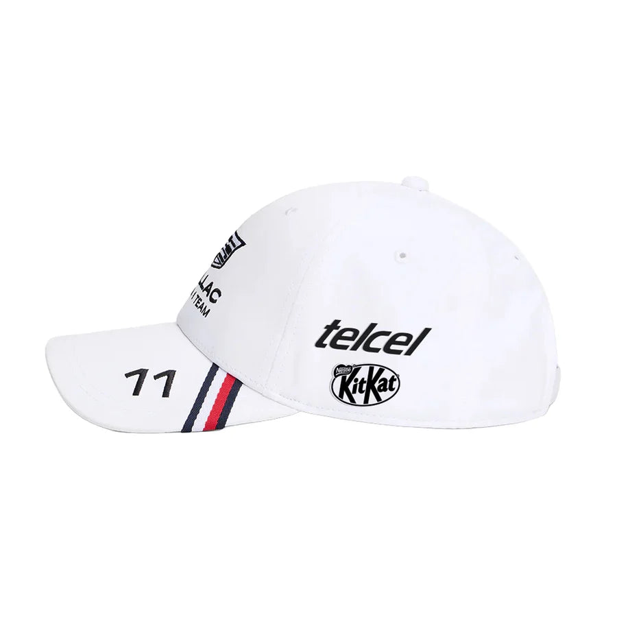 Gorra Oficial Checo Perez Cadillac 2026 Con Patrocinadores Blanca